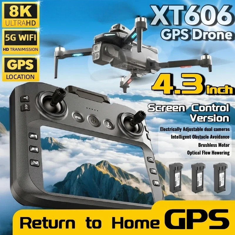 Drone Photogrammetry - Dron XT606 MAX con GPS, Pantalla